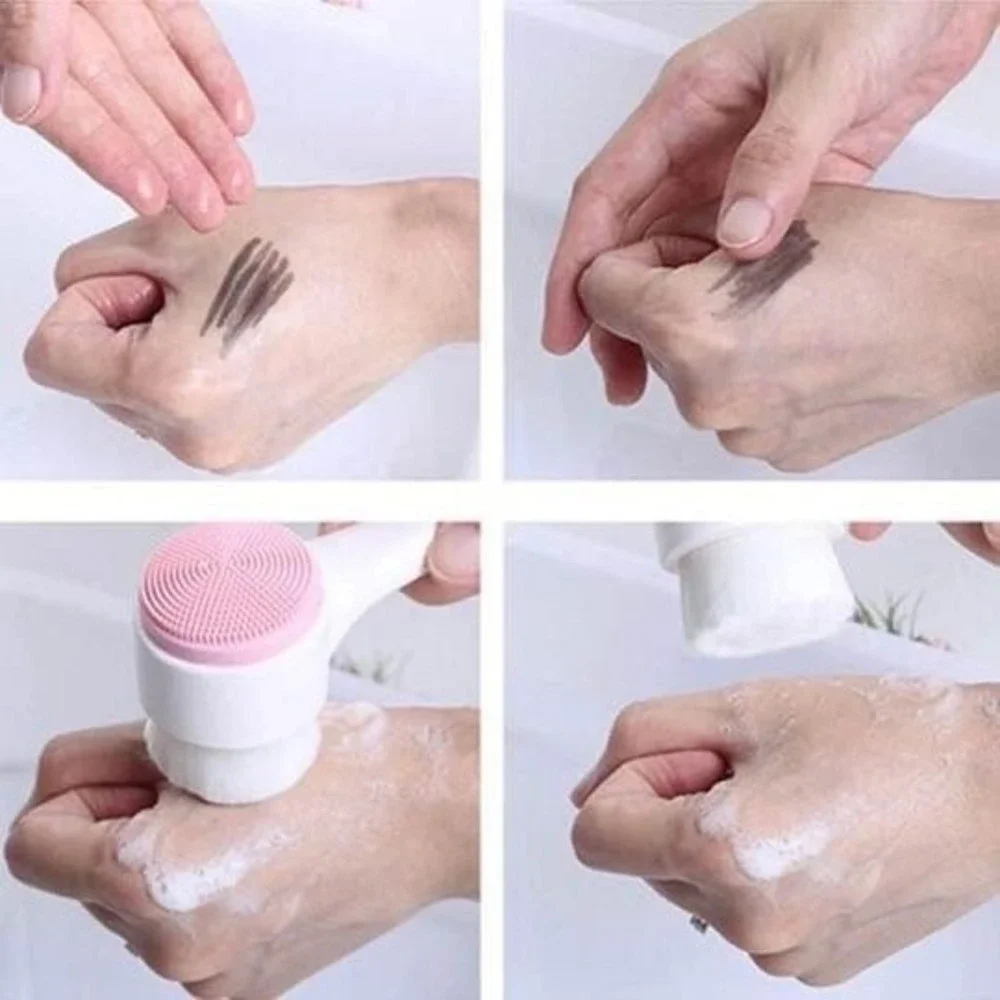 skin cleansing brush with plush headband